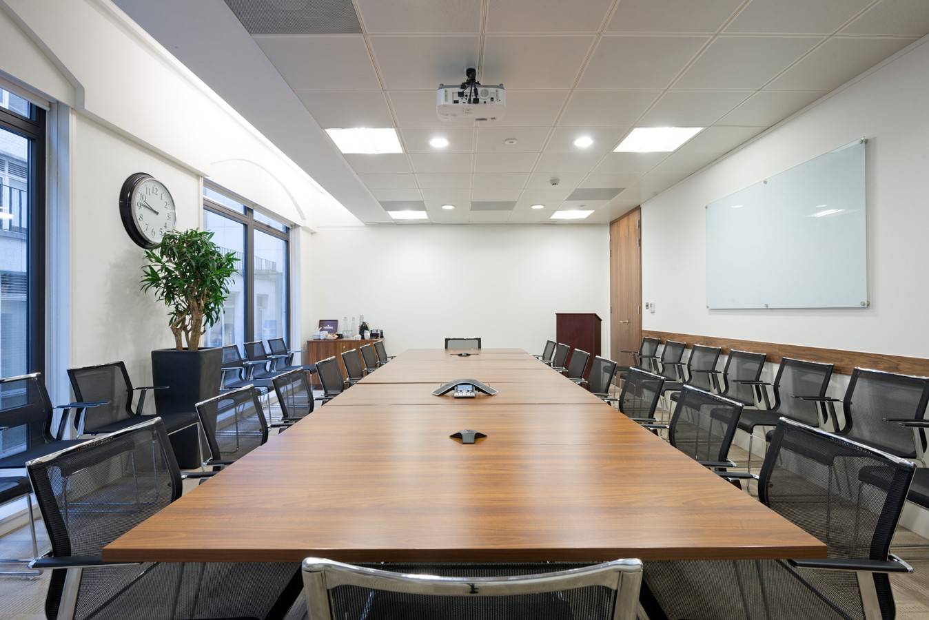 Boardroom with glass whiteboard